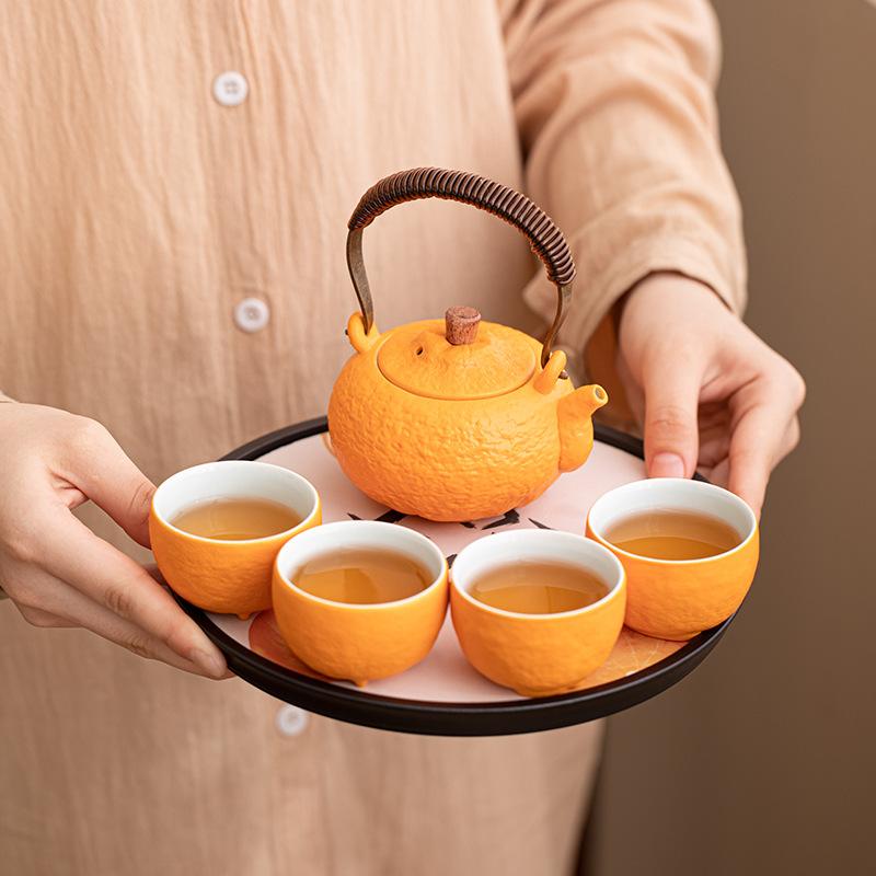 Lucky Travel Teaware Sets Tea Cup Outdoor Portable Storage Set Household Ceramic Tea Pot Gift