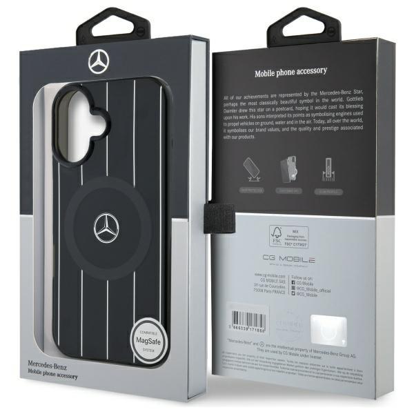 Mercedes Mehmp16S23Hrsk Iphone 16 6.1   Czarny/Black Hardcase Mb Double Layer Crossed Lines Magsafe