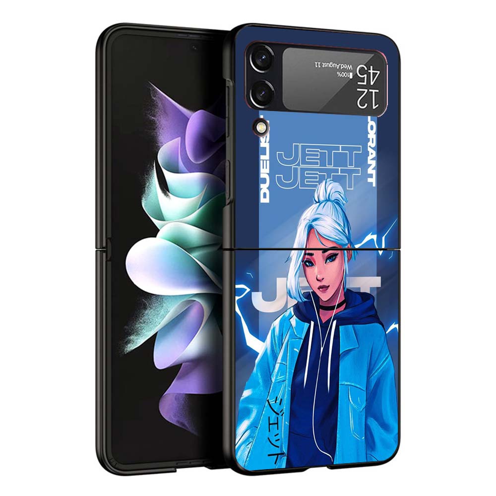 Valorant Jett Phone Case For Samsung Galaxy Z Flip7 Flip6 5G Flip5 Flip4 Flip3 ZFlip 7 6 3 4 5 Shockproof Back Cover Galaxy Z Fl