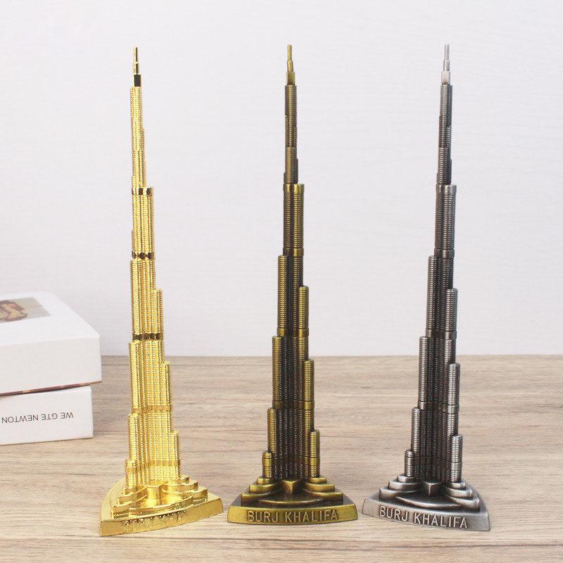 Creative Alloy Dubai Tower Building Decoration Items Home Room Table Metal Furnishing Ornaments Office Desk Accessories Crafts