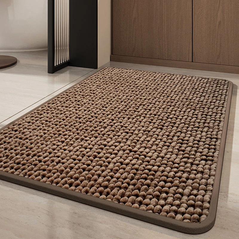 High-End Absorbent Floor Mat for Bathroom Luxury Solid Color Thickened Entrance Doormat Simple Square/oval Dust Removal Rugs