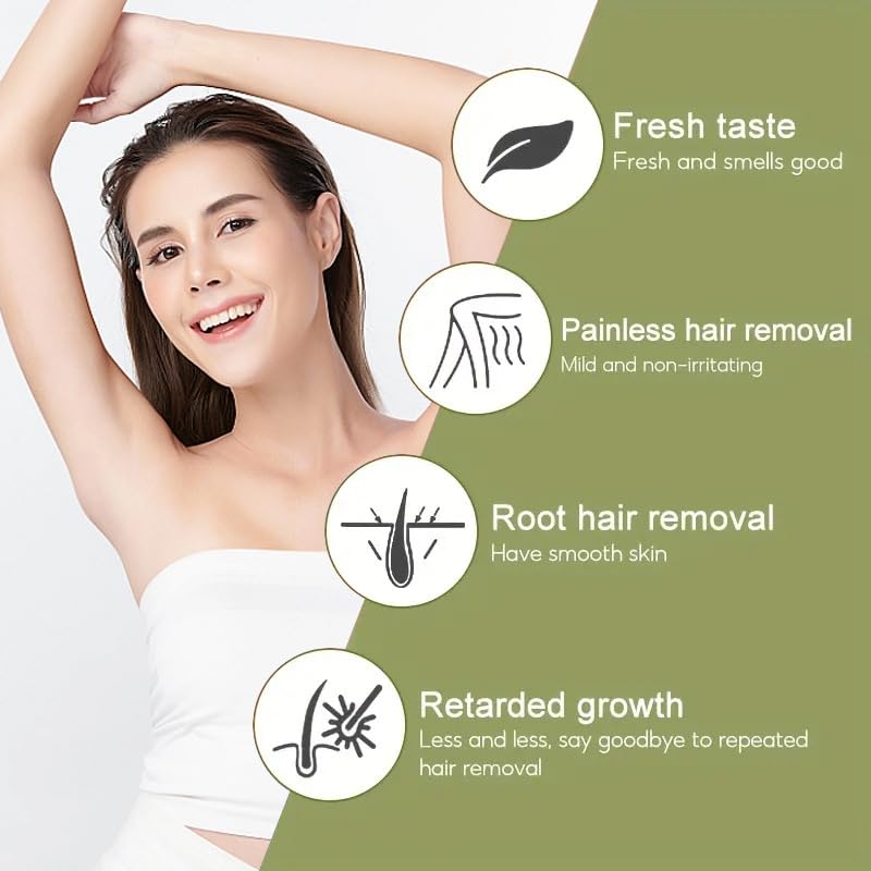 Facial Depilatory Cream, Olive Body Hair Removal Cream for Whole-Body for Women, Women Face & Body Hair Remover for Sensitive Skin, Gentle and