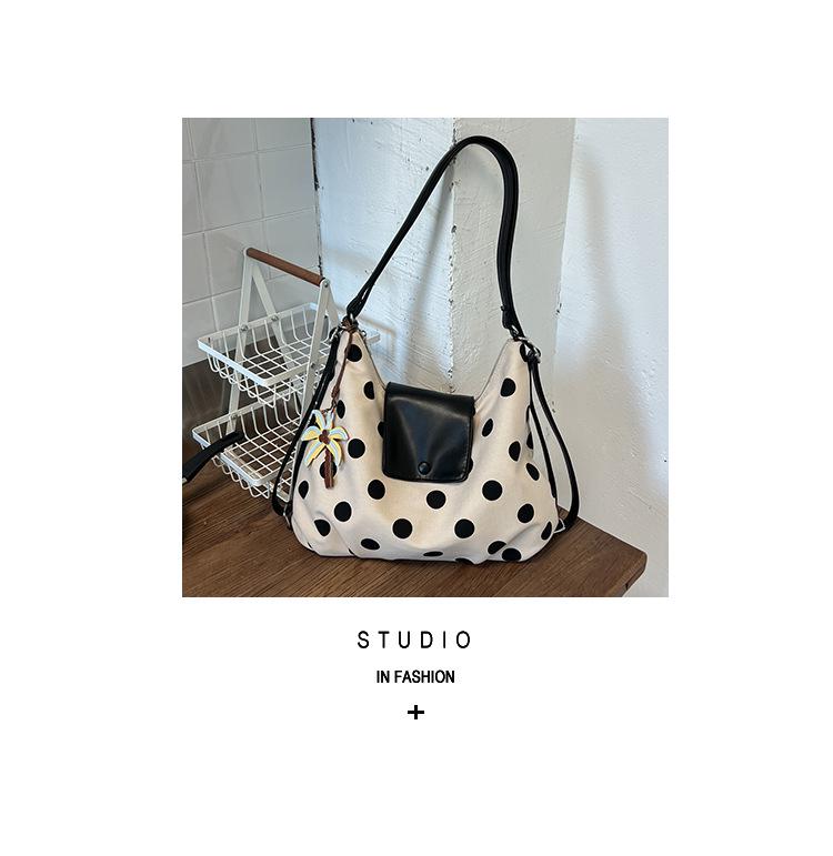 2026 Trendy Korean Polka Dot Underarm Crossbody Bag - Large Capacity, Lightweight, Niche Hobo Design