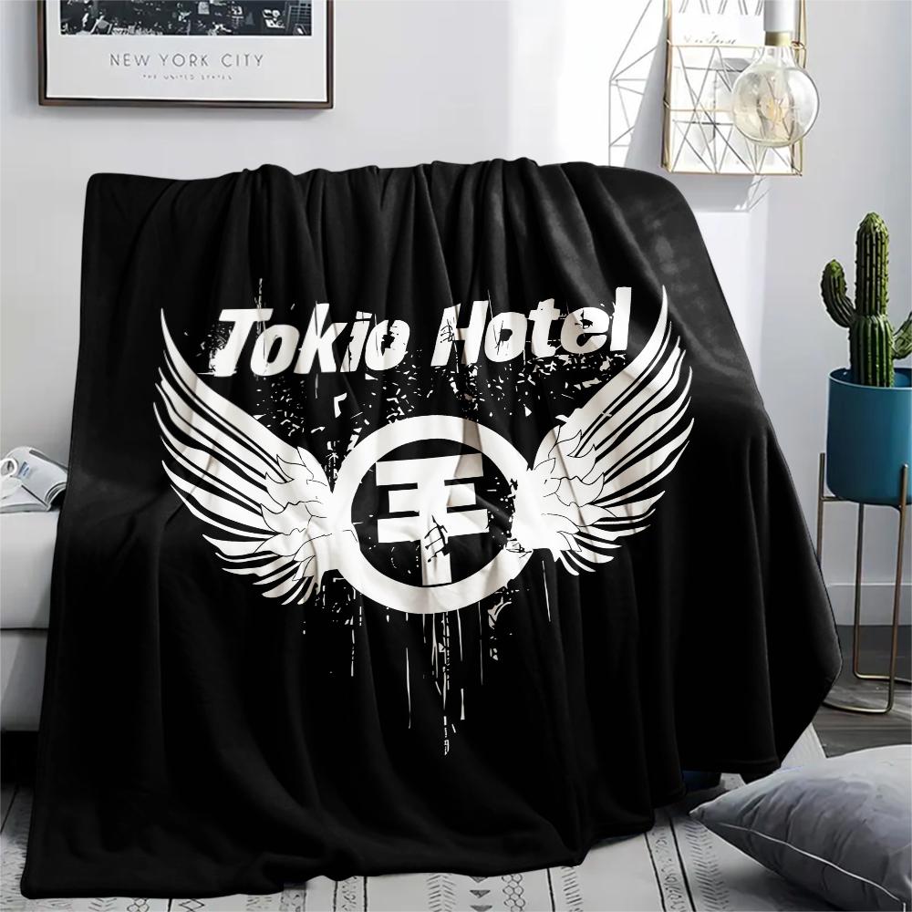1PC Tokio hotel Print Flannel Blanket, High quality All Seasons, Home Decor, Warmth and Comfort, Perfect for Christmas Gifts