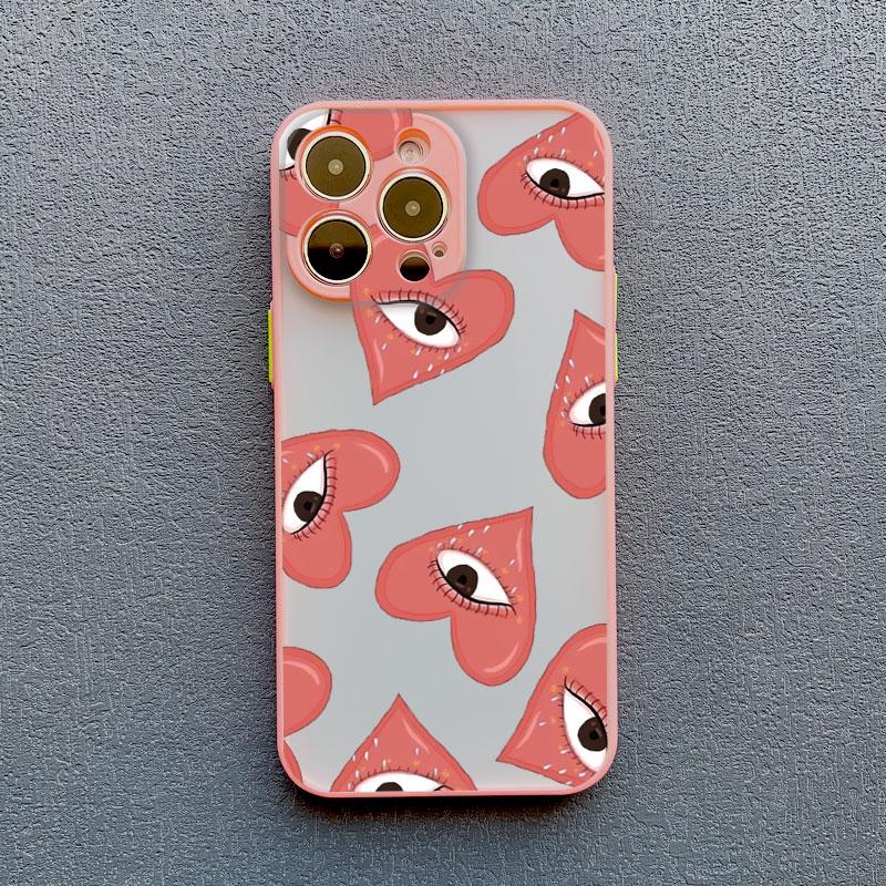 Fashion Lucky Love Heart Evil Eye Print Phone Case for IPhone 16 11 12 13 14 Pro Max Mini 15 14 7 8 Plus SE2 X XR XS Back Covers