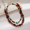 Acrylic Wood Beaded Round Clavicle Sweater Chain Maillard Temperament Necklace