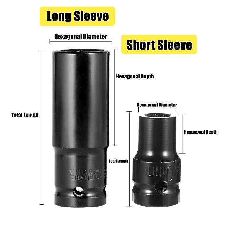 1/2" Drive Deep Impact Socket Set Drive Metric Wrench Black Socket Deep Impact Socket Pneumatic Wrench Head Tire Removal Tools