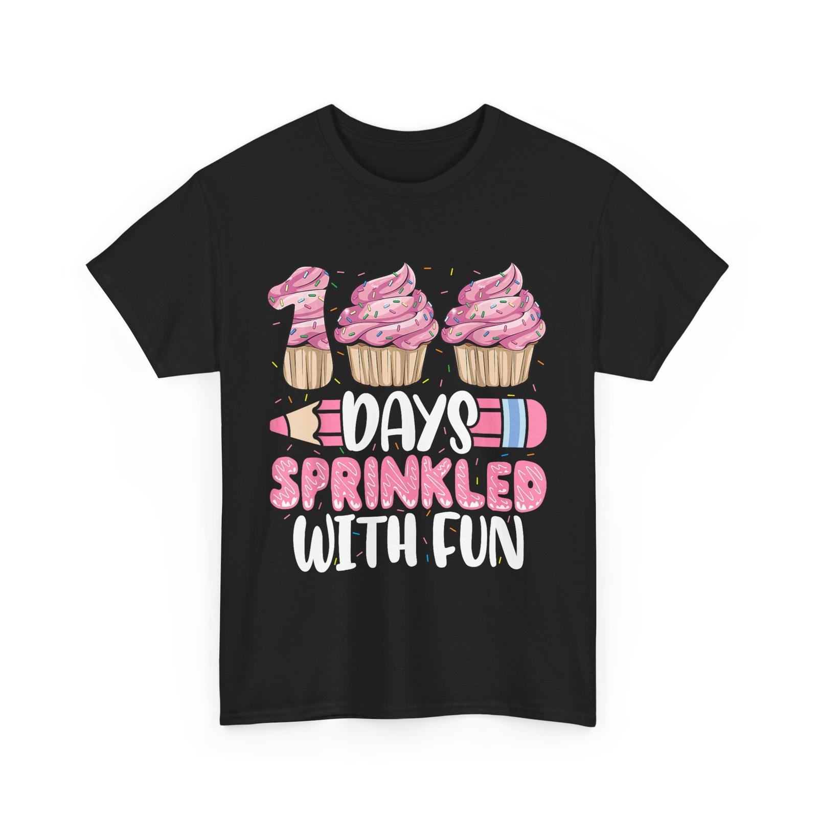 100 Days Sprinkled With Fun Cupcake 100th Day Of School Girl T-shirt XXL