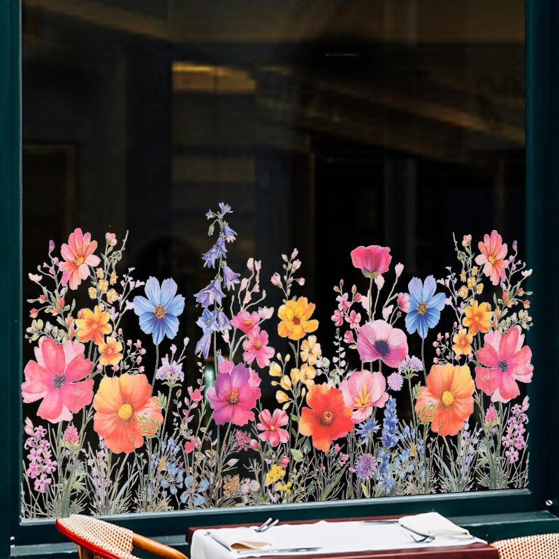 Colorful Butterfly Flowers Window Sticker Electrostatic Wall Decal Double Sided PVC Glass Stickers DIY Home Bedroom Decoration