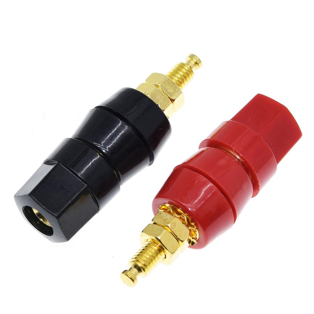 TZT 1pair(black+red) Red Black Connector Amplifier Binding Post Banana Speaker Plug Jack Adapter Socket
