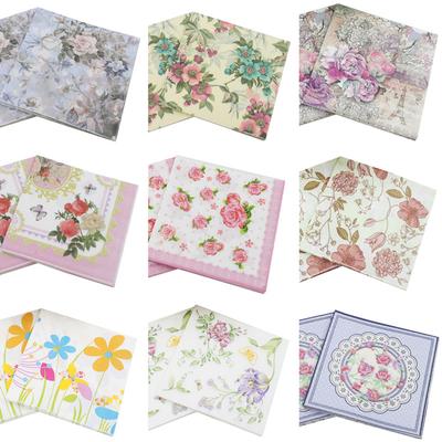 20Pcs Disposable Flower Printed Table Dinner Tissue Napkin Paper DIY Creative Handmade Wedding Party Decoration