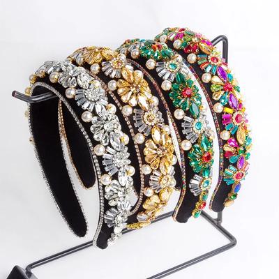 New Full Diamond Headband Baroque Vintage Rhinestone Headdress Handmade Hairband