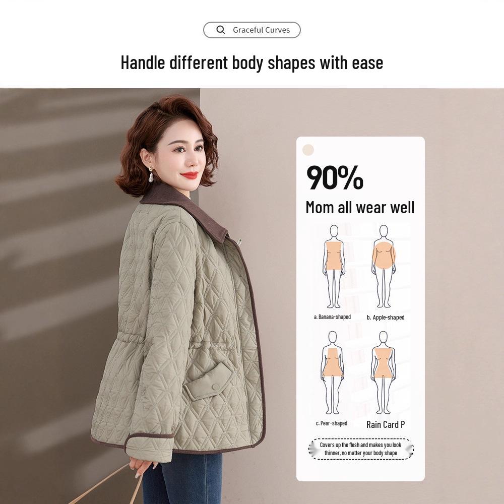 Stylish Lightweight Cotton Jacket for Middle-Aged Women – Autumn/Winter Fashion for 50s-60s