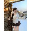 Lace Knitted T-shirt for Women in Autumn and Winter New Style Bottoming Shirt with Short Top