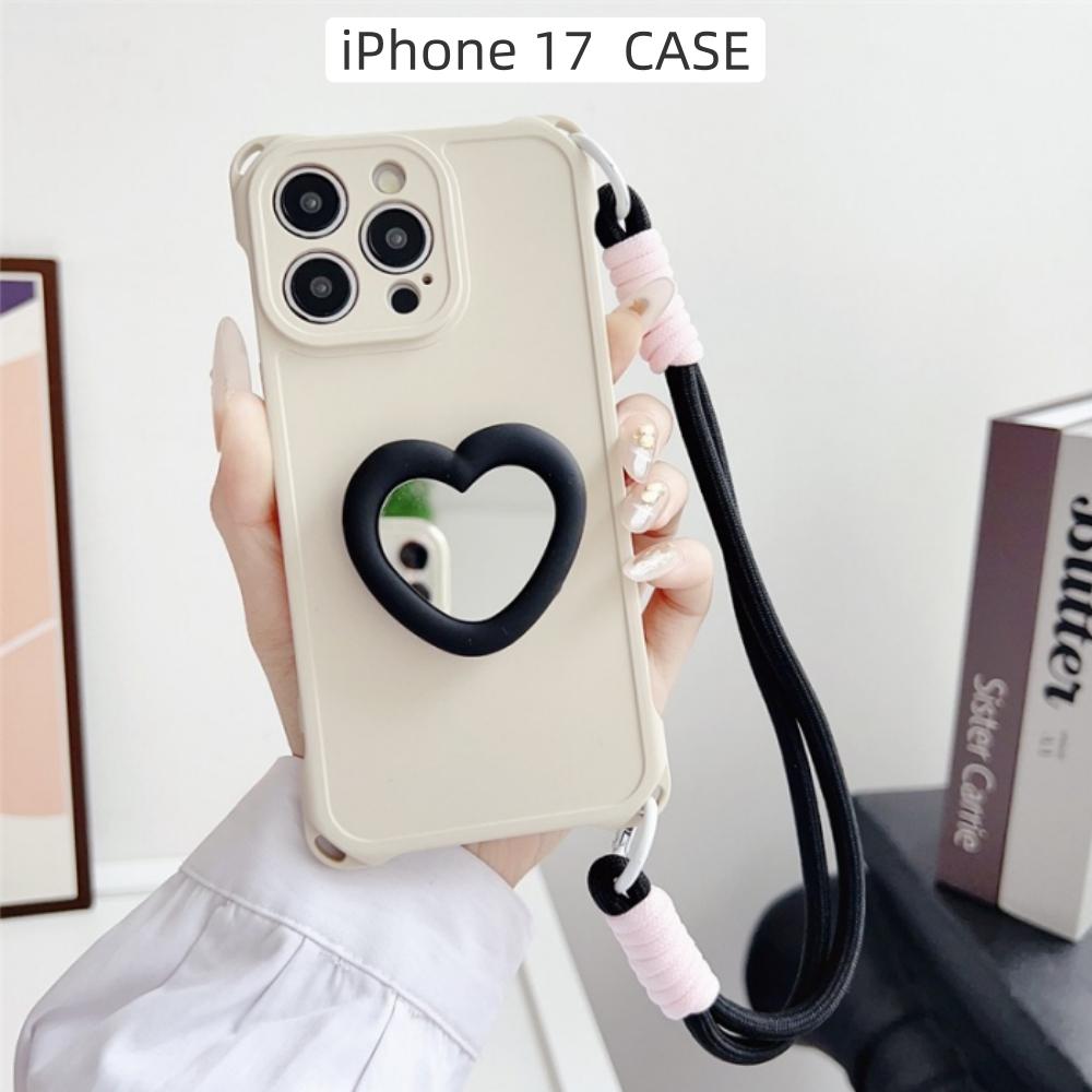 

Phone Case LuxeHold 4-Corner Strap, Anti-Drop, Heart Mirror Kickstand for iPhone 16/17, iPhone 16Pro, iPhone 17Pro кнут папайи