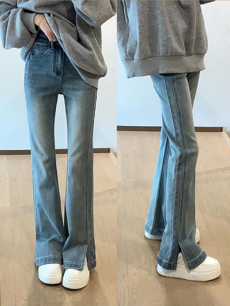 

Women s High Waist Micro Flare Jeans - Retro Bootcut Slit for Petite, Spring/Autumn S