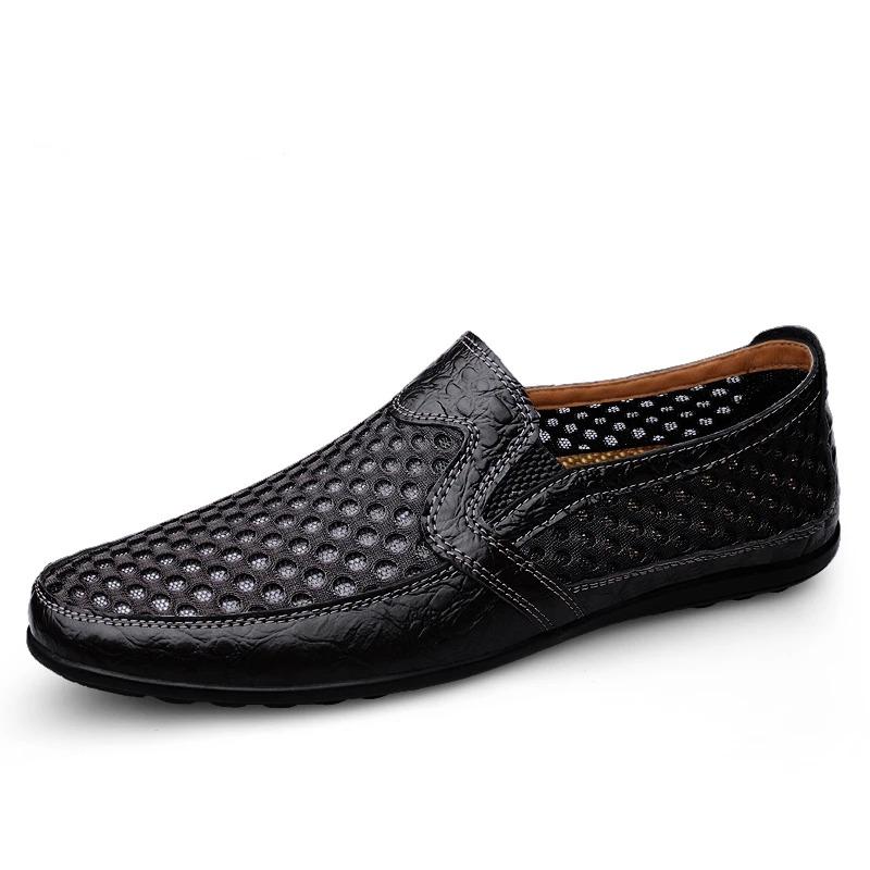 FUQIAO 2025 New Casual Shoes Men Summer Comfortable Mesh Genuine Leather Footwear Soft Male Outdoor Moccasins Loafers