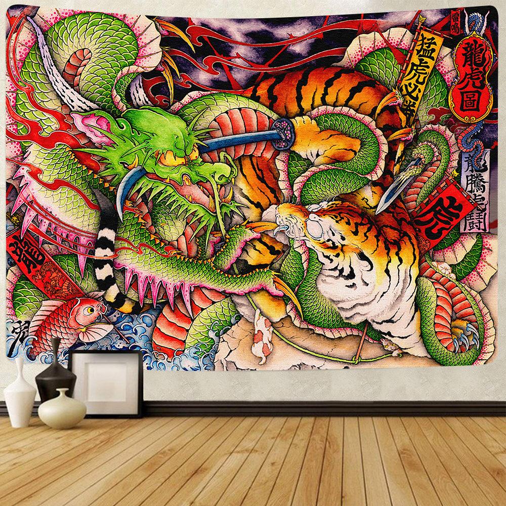 Неоновый цвет гобелен с черепом — фото 8