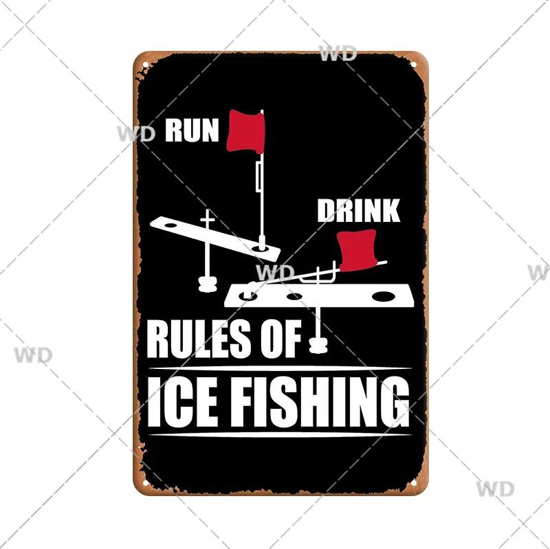 Funny Fishing Metal Tin Sign Retro Vintage Plaque Metal Poster Go Fishing Lover Gift Plate For Men Cave Fishing Home Wall Decor