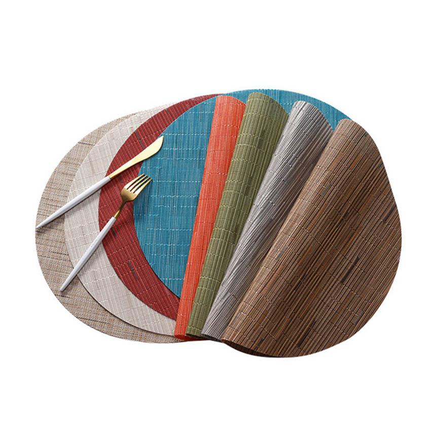 Round Solid Color Painting Placemats Cup Bar Mat Kitchen Accessories PVC Waterproof Oilproof Dining Coffee Table Bowl Pads 35cm