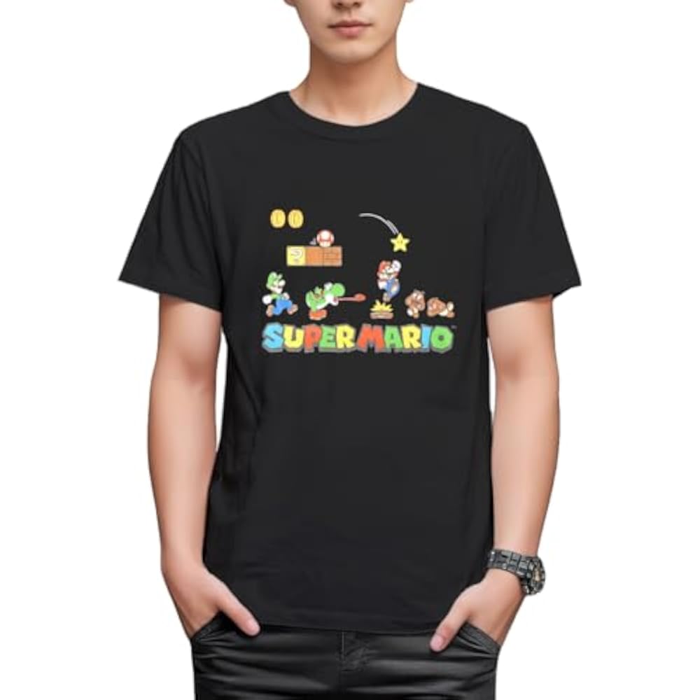 [Fine Plus] T-shirt Super Mario Stage Short Sleeve Merchandise Mario Luigi Yoshi