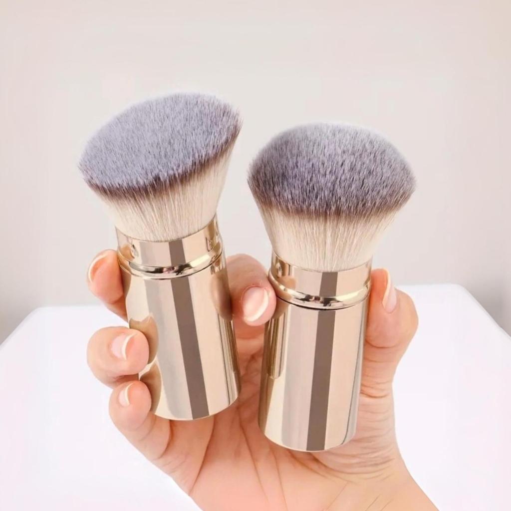 Retractable Brush Loose Powder Brush Makeup Brush Foundation Brush Beauty Tool Blush Brush Aluminum Tube with Cover