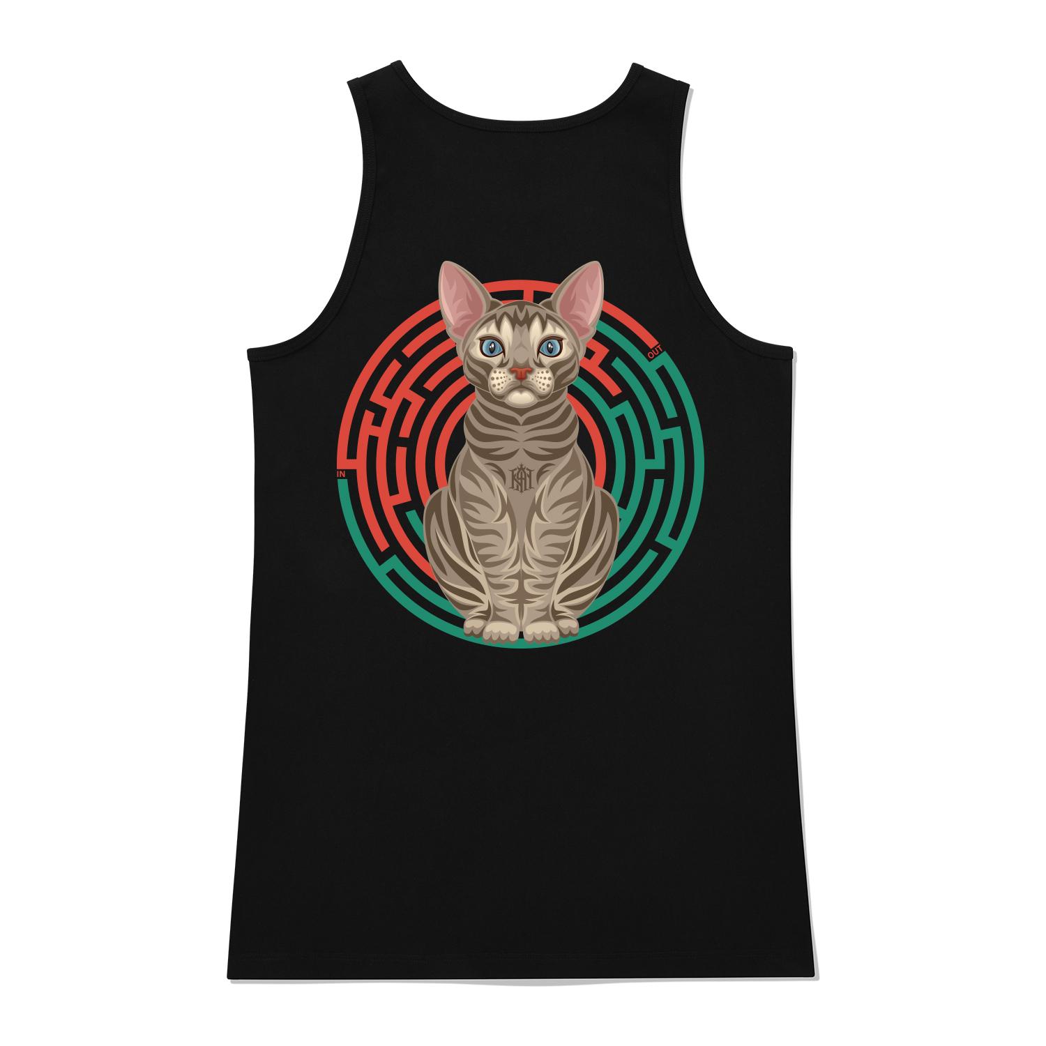 Khan 6312 Ksb0040 Sphinx Cat Long Sleeveless - Black Black/L