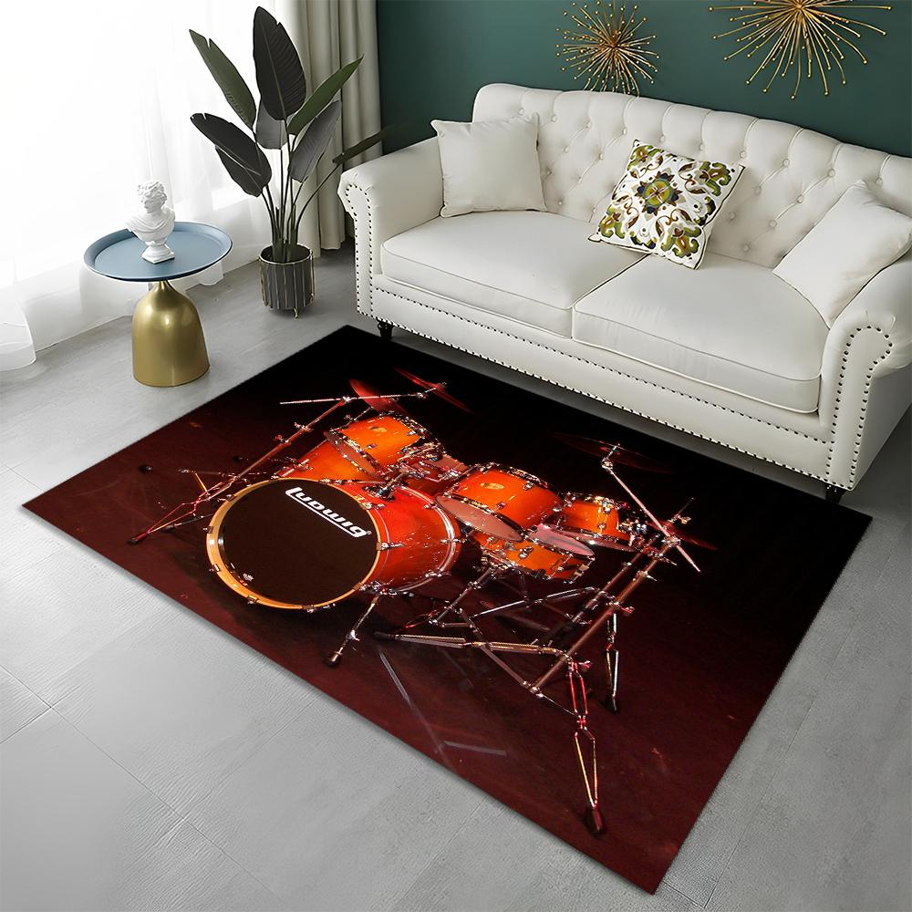 Music Instruments Drum Kit  Drum Set Carpet Rug for Home Living Room Bedroom Sofa Doormat Decor,kids Area Rug Non-slip Floor Mat