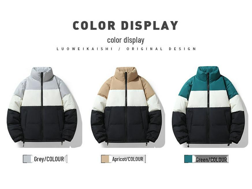 Unisex Winter Windproof Jacket - 90% White Duck Down, Thickened & Warm, Trendy National Standard Design