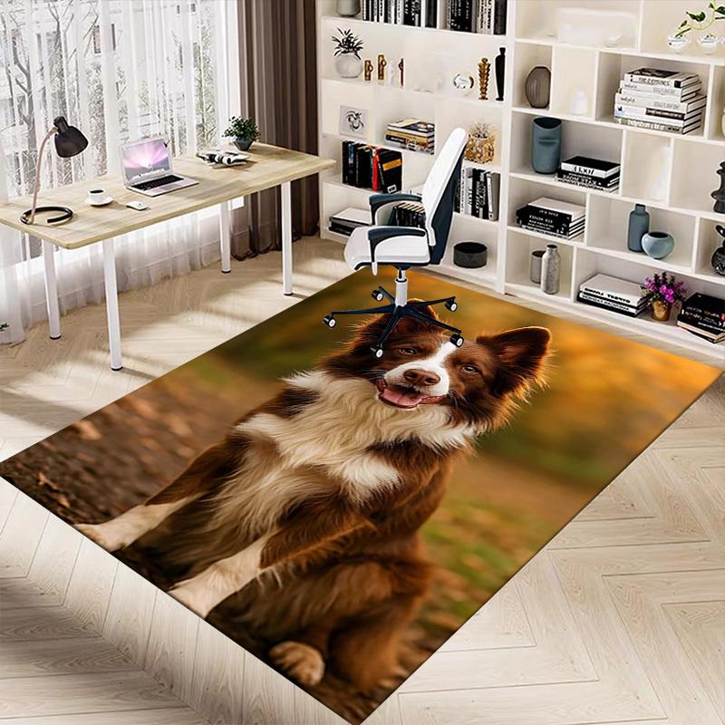 1PC Cute puppy Non-Slip Floor Carpet Compatible for Office&Living Room&Dining room - Flat-Weave Machine- Soft & Pattern-E323