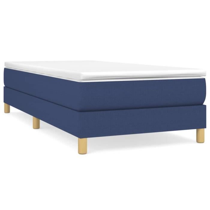 3144157 vidaXL Lit à sommier tapissier avec matelas Bleu 100x200 cm Tissu