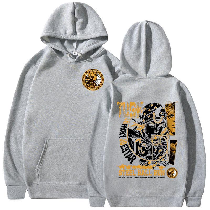 Anime Jojo Bizarre Adventure Hoodies Johnny Joestar STEEL BALL RUN Manga Grafik Sweatshirts Herren Langarm Fleece Pullover