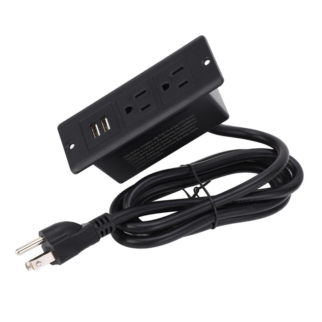 Conference Recessed Power Strip Table Furniture Outlet 2 AC Sockets 2 USB Ports 1.5m Cord