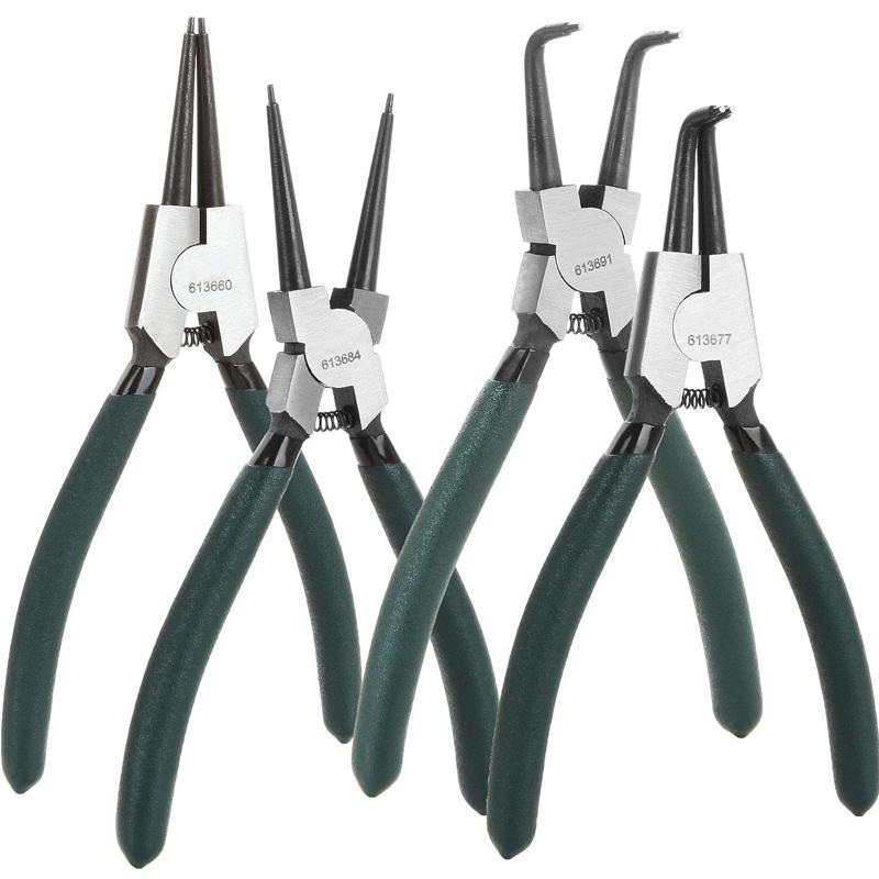 4pcs 7" Snap Ring Pliers Set Circlip Pliers Kit with Straight/Bent Jaw for Ring Remover Retaining and Remove Hoses Gaskets