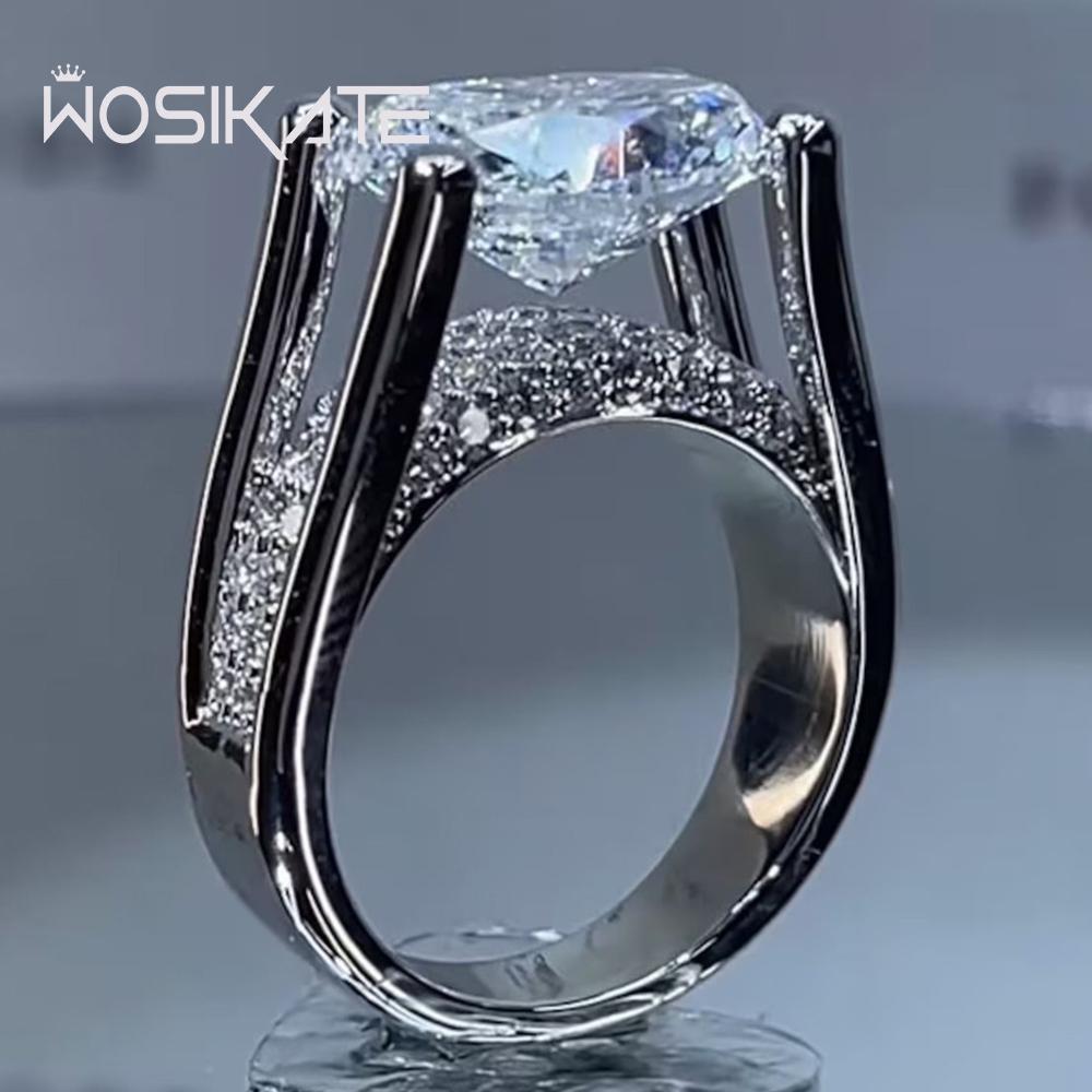 WOSIKATE Luxury Egg Shaped High Carbon Diamond Engagement Ring For Women CopperEternal Heart Finger Ring Fashion Jewellery