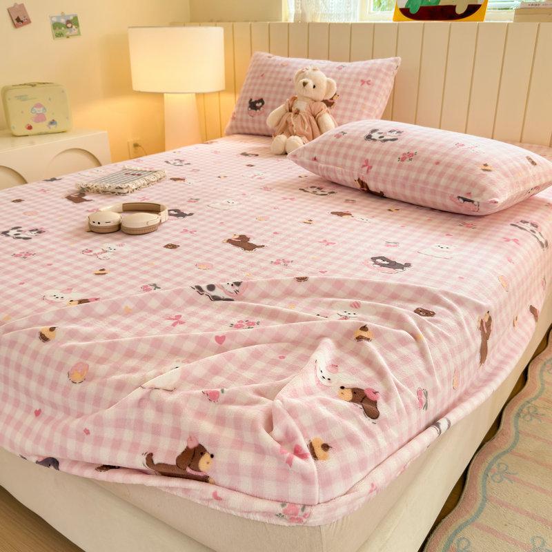 New Winter Milk Velvet Fitted Sheet, Single Piece, Fully Wrapped, Non-slip, Non-shifting Fitted Sheet, Washable and Machine Washable