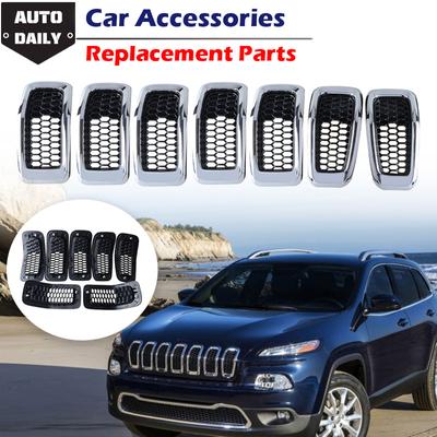 1 Set Car Front Bumper Insert Mesh Grille Decoration Cover Front Radiator Inlet Grill Trim Cover Fit For Jeep Cherokee