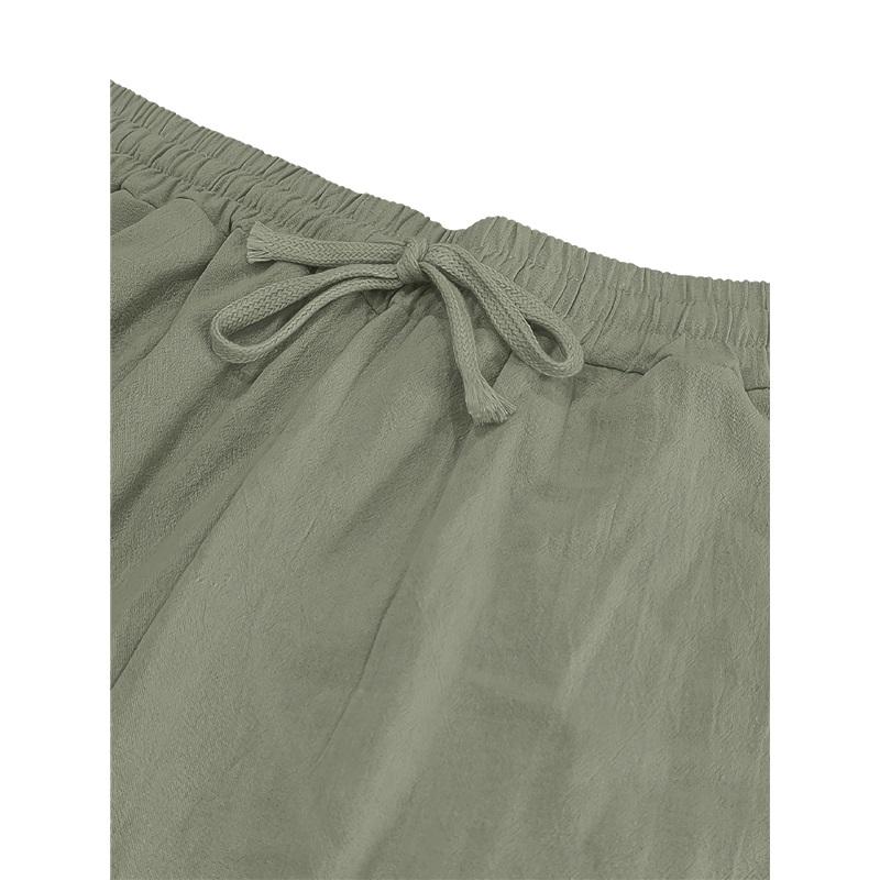 Men's Loose Jogging Pants, Woven Linen Solid Straight Leg Pants