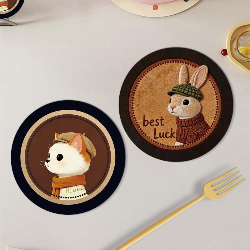 Cartoon Animal Coasters With Absorbent Silicone For Office Desk And Dining Protection