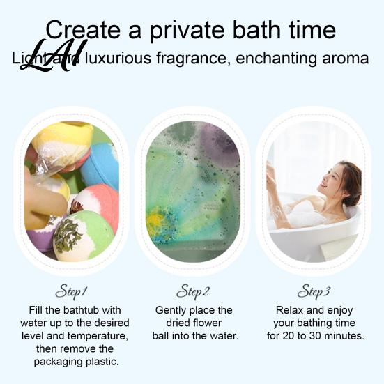 Relaxing Bath Bombs 100G Handmade Sea Salt Bombs Natural Plants Extract Essential Oils Fizzies Soothing Ball Dry Skin Moisturizing Shower