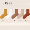 5 Pairs of  Ladies Spring and Autumn Pure Cotton Boneless Tube Cotton Socks