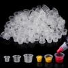 DM 100PCS Disposable Tattoo Ink Cups Plastic Pigment Clear Holder Container Caps Tattoo Permanent Makeup Microblading Supply
