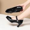 Cheongsam show high heels black model catwalk show thick heel waterproof table one-word buckle shallow mouth women's shoes