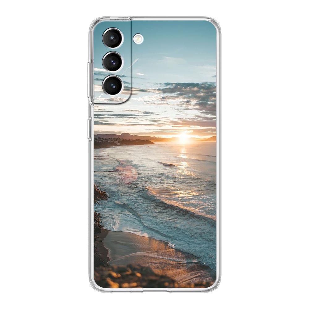 Sea blue Sky beach Clear Silicone Phone Case For Samsung Galaxy S23 S22 5G S20 Ultra S21 FE 5G S10E S9 S8 S10 Plus Soft Cover