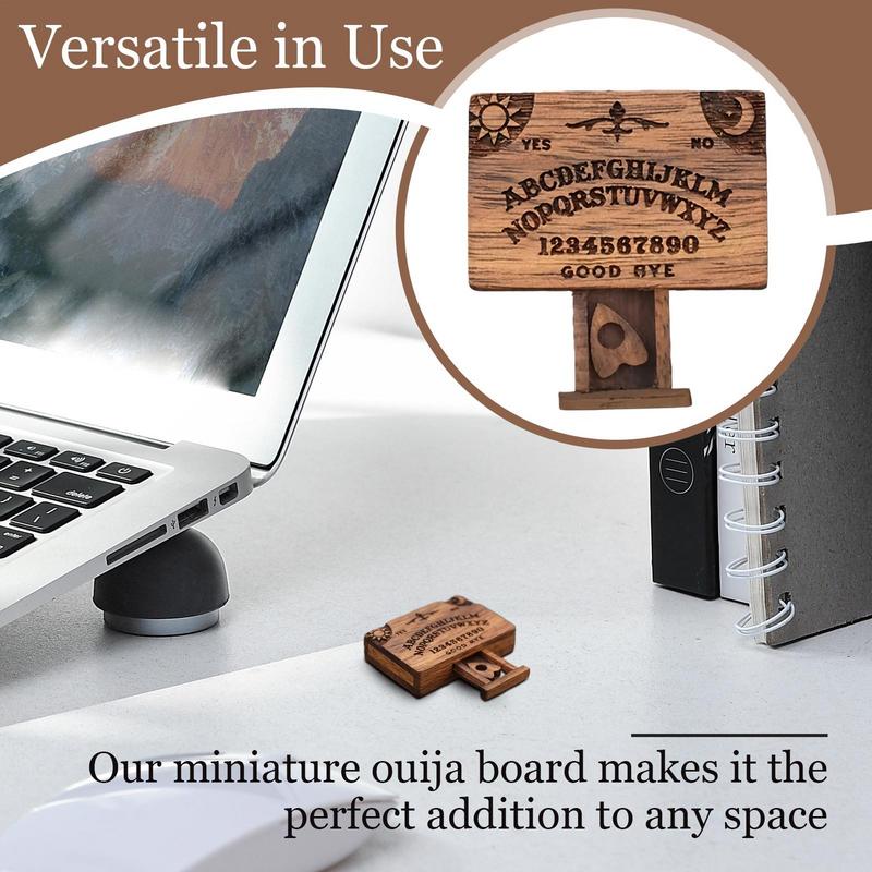 Ouija Board Game Wooden Ouija Boards Miniatures with Planchettes Miniature Board for Family Friends Ouija Board Decoration