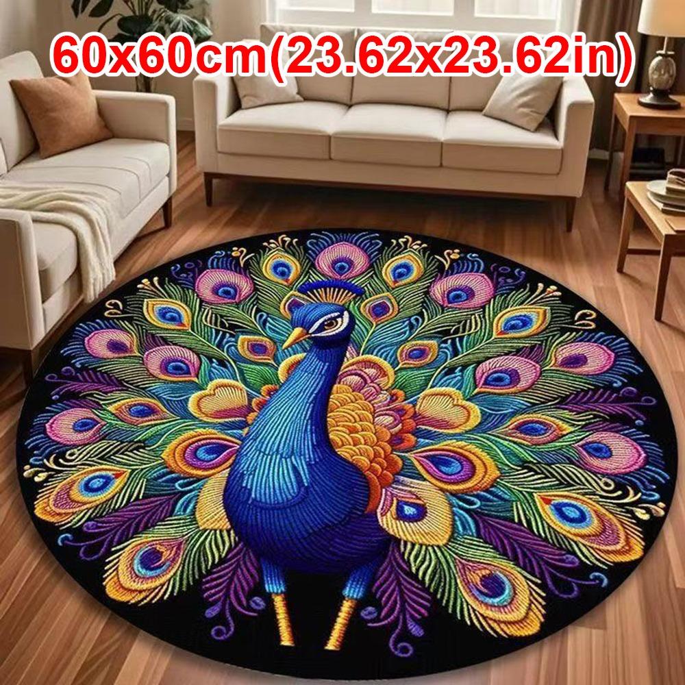 Non-slip Peacock Mat Soft Door Gasket Durable Peacock Carpet  for Living Room Tea Table Bedside