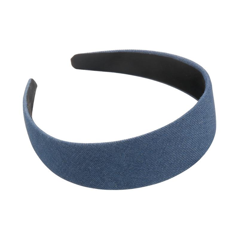 Retro New Solid Color Wide Edge Denim Headband for Woman Temperament Hair Band Hair Hoop Lady Fashion Versatile Hair Accessories