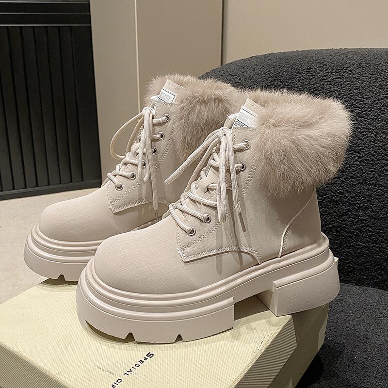 

2024 Высокое Качество Круглый Носок Женские Короткие Ботинки Круглый Носок Однотонные На шнуровке Износостойкие Женские Ботинки Botines De Mujer 40