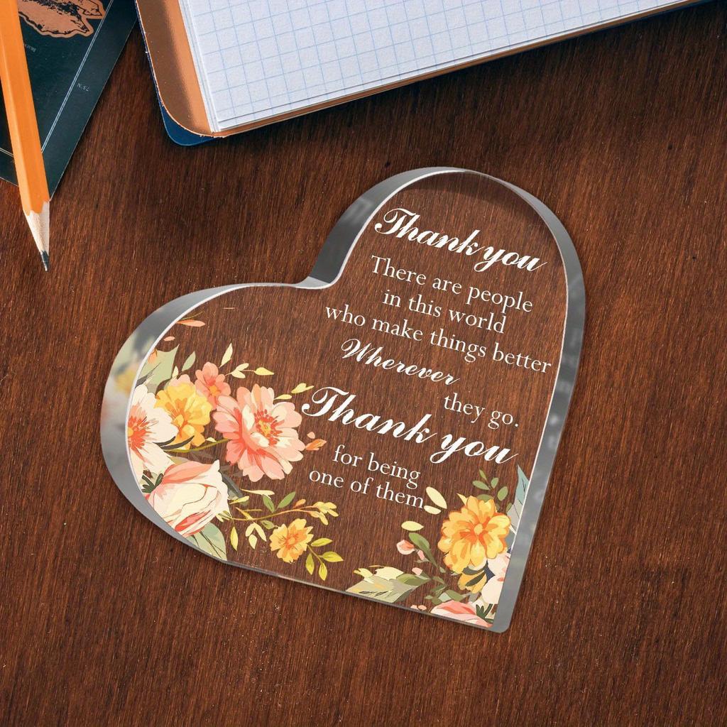 Tack Akrylhjärta - Inspirerande Uppskattningsgåva för Professionella & Mentorer