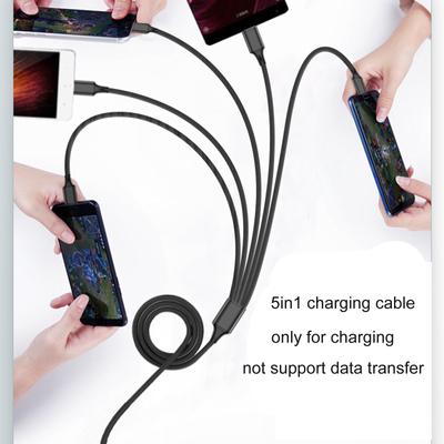 Multi Charging Cable Multi USB Charger Cable Nylon Braided 3/4/5 In 1 Multiple Charging Cord with Type-C Connectors